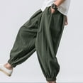 thumbnail image 6 of IROINNID Men's Harem Pants Solid Color Tether Closure Loose Flared Trousers Comfort Waist Cigarette Pants, 6 of 8