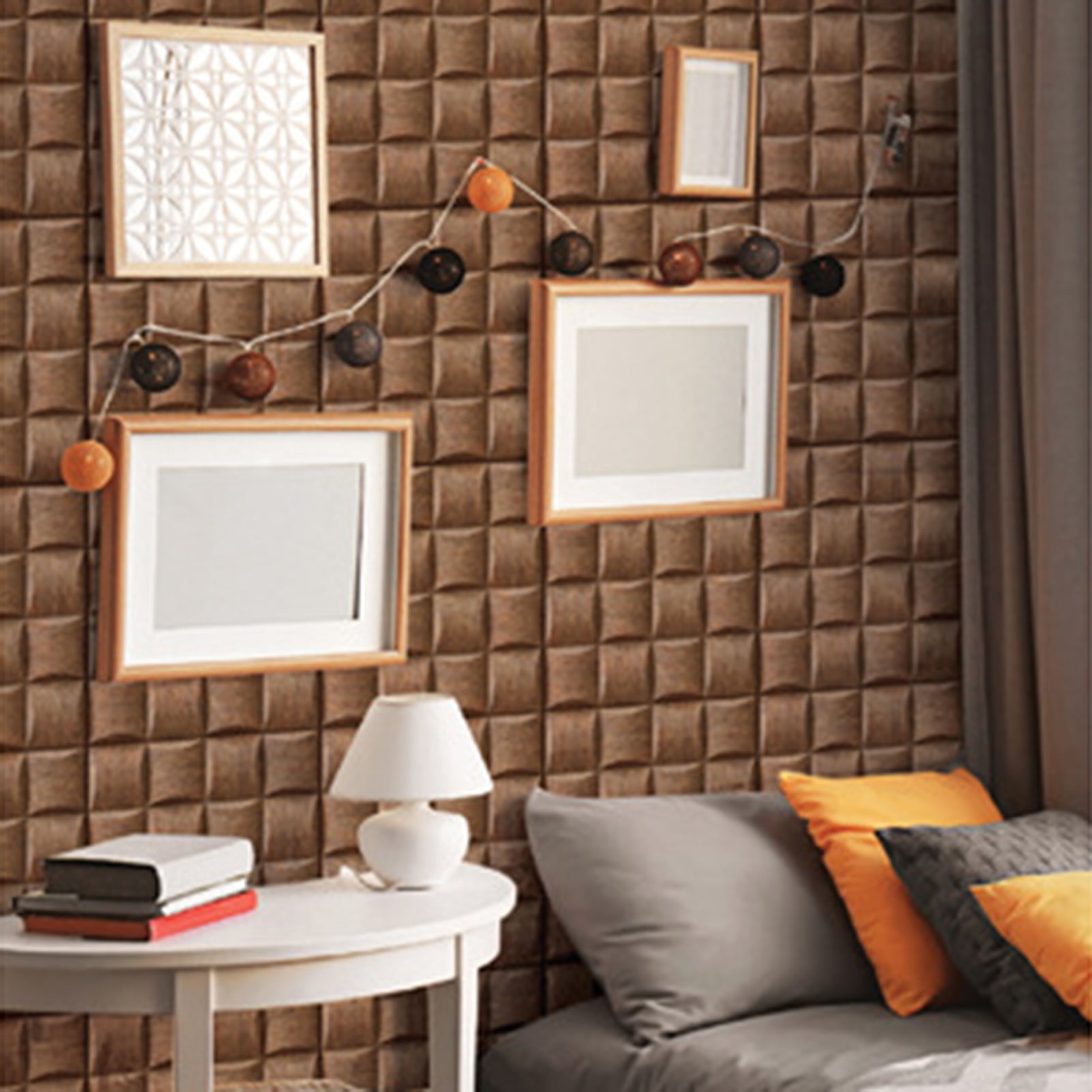 Selrti 20Pcs Removable 3D Brick Wall Panel  Waterproof PVC Self-Adhesive Wall Wooden Grain Decoration Sticker, 30x30CM