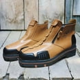 thumbnail image 2 of eczipvz Men Shoes European And American New Men's Short Boots Autumn And Winter Large Side Zipper Ankle Boots Long Leather Boots Men (Brown, 11), 2 of 4