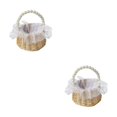 thumbnail image 3 of Sidaley Cesta de flores con mango de perla para dama de honor, cestas tejidas para portador de anillos de diseño Simple de compromiso Tipo 2 2Conjunto, 3 of 6