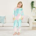 thumbnail image 5 of Fluffy Pajamas Set Fuzzy Winter Warm Pj Sets Pullover Tops and Long Pants Pink and Blue Stripes Large, 5 of 8
