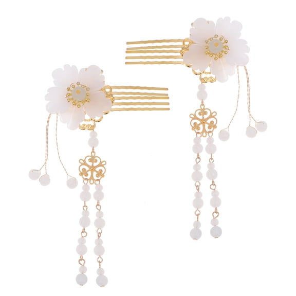 Toyvian 2 Pcs Hanfu Hairpins Hair Accessory Chinese Dangling Hair Sticks Glass