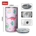 thumbnail image 4 of 20oz Coffee Tumblers Pink Cartoon Dinosaurs Cacti Pattern Stainless Steel Vacuum Insulated Travel Tumbler Coffee Cups Mug with Lid and Straw with Cleaning Brush for Cold & Hot Drinks, 4 of 5