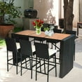 thumbnail image 4 of Costway 7 PCS Patio Rattan Wicker Bar Dining Furniture Set wood Table Top 6 Stools, 4 of 10