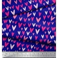 thumbnail image 2 of Soimoi Blue Heavy Canvas Fabric Pink Heart Print Sewing Fabric Yard 58 Inch Wide, 2 of 3