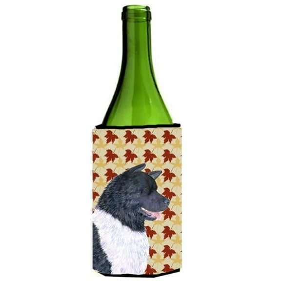 Akita Fall Leaves Portrait Wine Bottle   Hugger - 24 oz.