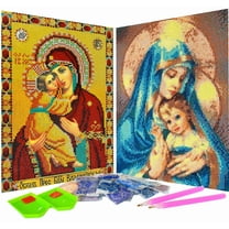 2-Pack 5D Diamond Painting Kits Virgin Mary Full Drill Crystal Rhinestones Resin Diamond Painting Mother Mary Diamond Pictures for Wall Decoration, 12" x 16", Pattern #9