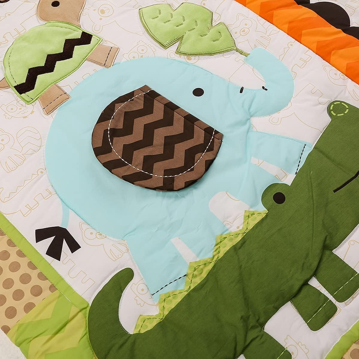Sweet Baba 100% Cotton Crib Set,Cute Animals Crib Bedding Set for Unisex Boys and Girls in Yellow| 3 Pieces - Crib Quilt, Fitted Sheet, Crib Skirt