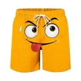 thumbnail image 4 of Mens Summer Funny Face Print Elastic Drawstring Waist Shorts Casual Beach Vacation Outfits, 4 of 4