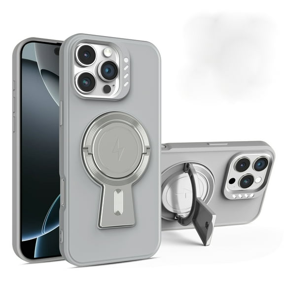 for iPhone 16 Plus Case with Y Stand, [Compatible with MagSafe] [Built-in Adjustable Kickstand] Heavy Duty Rugged Shockproof Magnetic Anti-fall Thin Fit Phone Case for iPhone 16 Plus,Gray