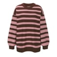 thumbnail image 3 of POROPL Women's Sweaters Long Sleeve Crew Neck Sweater Oversized Knitted Striped Top Size S-XL, 3 of 5