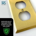 thumbnail image 3 of Rio Salto BRASS Deco Collection Midsize Gold Outlet Cover or Light Switch Cover Wall Plate Metal Single Duplex Receptacle Wallplate Covers 1 Gang Brushed Modern Linear 2-Pack, 1-Gang Duplex, 3 of 9