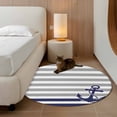 thumbnail image 2 of Round Rugs 3Ft, Anchor Gray Round Area Rug Washable Indoor Throw Carpet, Modern Navy Blue White Striped Nautical Small Non Slip Circle Rug for Bedroom Living Room Home Decor Aesthetic, 2 of 8