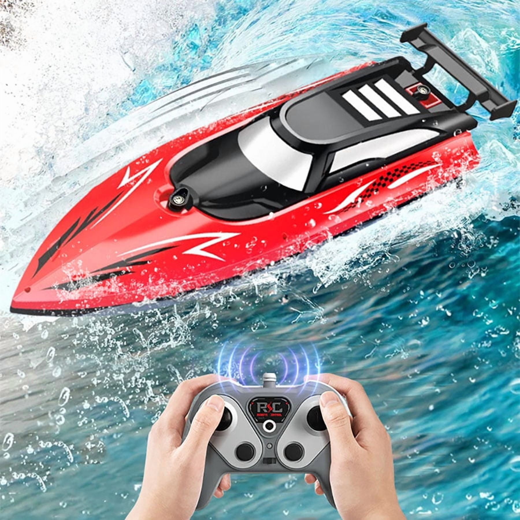 RC Boat - Remote Control Boat for Adults & Kids,12+KMH RC Boat for Pools/Lakes/River/Water with 2 Rechargeable Batteries