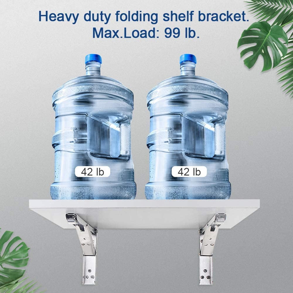 BUZIFU  2Pcs Stainless Steel Folding Shelf Bracket Triangle Folding Shelf Bracket Heavy Duty Collapsible Shelf Bracket Folding Brackets Wall Mounted DIY Triangle Brackets Shelf Support for Wall Table
