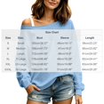 thumbnail image 3 of QUNYINEY Women's Fall Cute Off the Shoulder Sweatshirt, Blue Long Sleeve Loose Fit Pullover, L, 3 of 8