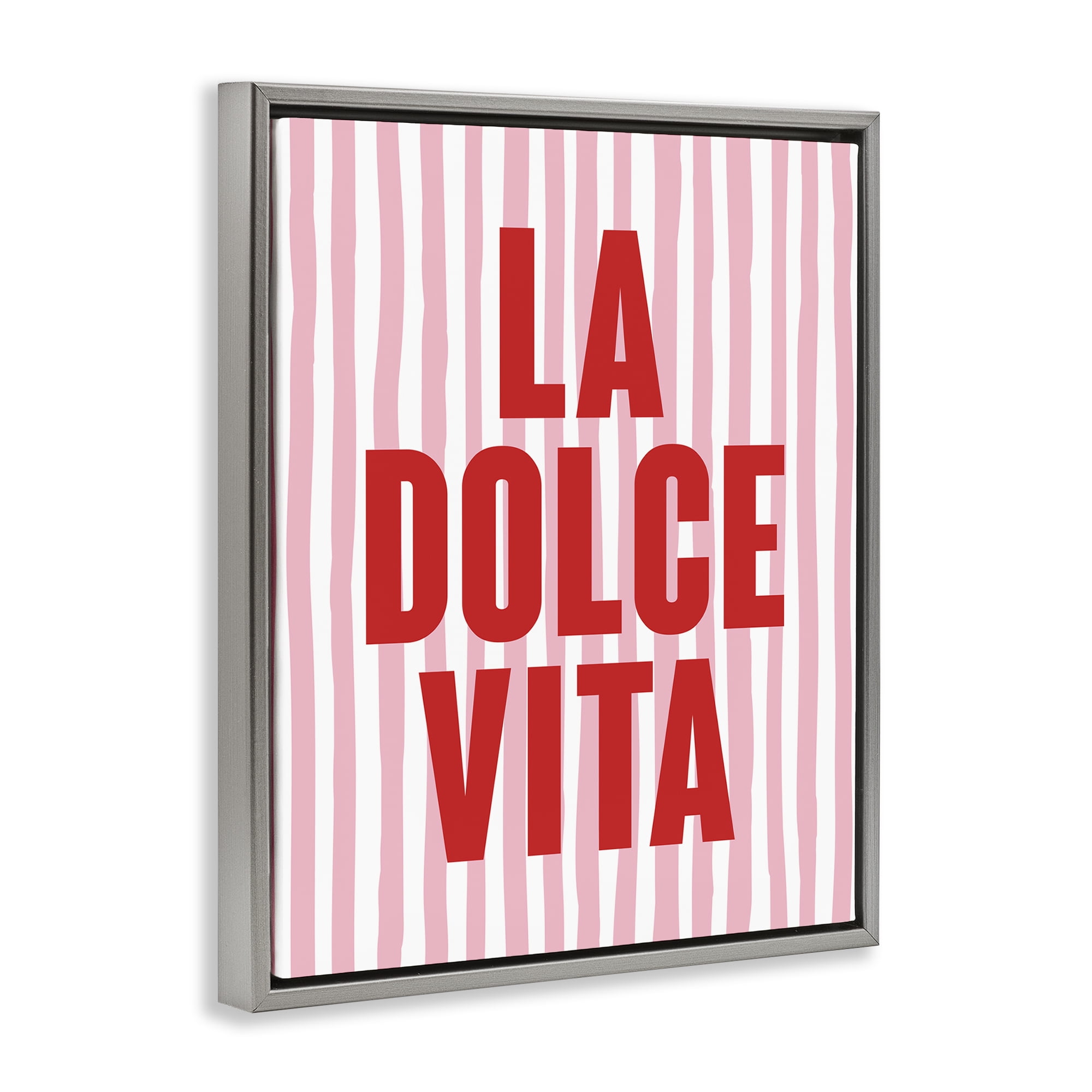 Stupell Industries La Dolce Vita Red Text & Numbers Painting Gray Floater Framed Canvas Art Print Wall Art, 17 x 21