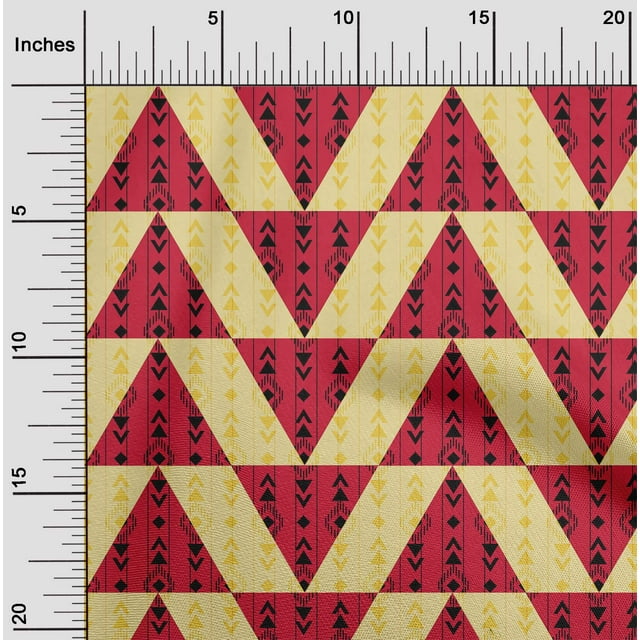 oneOone Cotton Flex Fabric Stripe|Diamond & Triangle Geometric Printed Craft Fabric BTY 40 Inch Wide