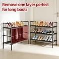 thumbnail image 5 of stusgo Shoe Rack for Closet, 3 Tier Shoe Organizer with 2 Hooks, Long Shoe Shelf Storage for Sneaker and Boot Stackable Free Standing Shoe Rack for Entryway, Garage, Small Spaces, Corridor, 5 of 9