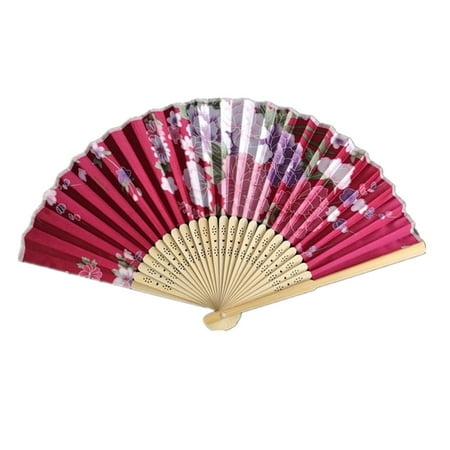 

Mittory Vintage Bamboo Folding Hand Held Flower Fan Chinese Dance Party Pocket Gifts
