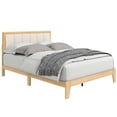 thumbnail image 2 of HOMCOM Full Size Bed Frame with Upholstered Headboard, Full Platform Bed Frame with Wooden Slats, No Box Spring Needed, Easy Assembly, Oak, 2 of 9
