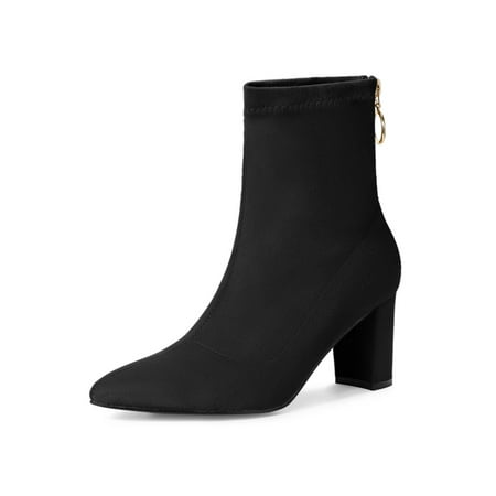 

Allegra K Women s Pointed Toe Zipper Block Heels Ankle Boots