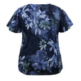 thumbnail image 2 of Women's Printed Mesh Crew Neck Short Sleeve Ruffle Top, 2 of 4