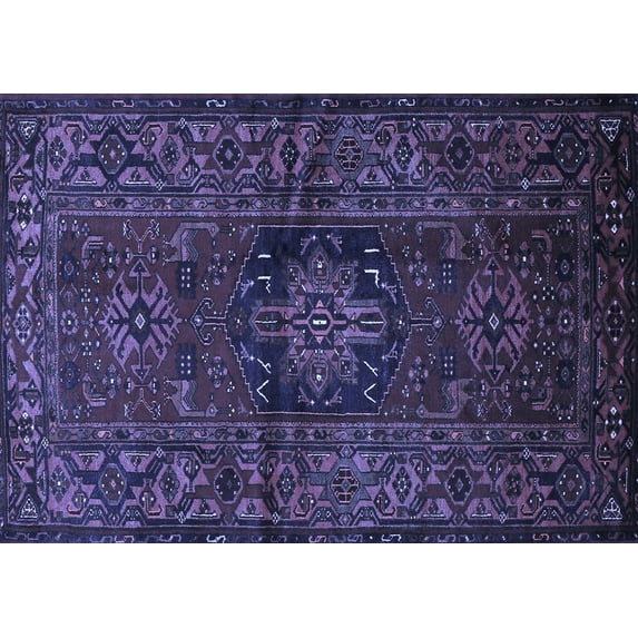 Ahgly Company Machine Washable Indoor Rectangle Persian Blue Traditional Area Rugs, 7' x 10'