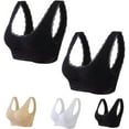 thumbnail image 3 of Bigersell Athletic Sports Bra 5pc V-Neck Wire-Free Bra Support Women Full Figure Bras Plus Size Full-Figure Bra Style R-155 Basic Bra Strap Nylon Padded Bra Feature Everyday Bras Underwear Black 3XL, 3 of 5