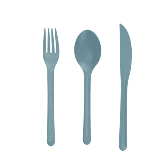 Blue Eco-Friendly Recycled Plastic 3-Piece Flatware Set, Reusable Cutlery for Home, Office & Travel