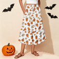 thumbnail image 2 of EANJE Halloween Womens Casual Elastic Waist Drawstring Midi Skirt Print Vacation Style A Line Flowy Skirt for Daily Wear Orange 2XL, 2 of 4