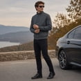 thumbnail image 3 of AZoiNM Men's Stand Collar Zip Jacket Loose Fit Lightweight Casual Long Sleeve Spring Fall, 3 of 15