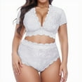 thumbnail image 1 of Gibobby Lencería sexy Conjunto de lencería de 2 piezas de talla grande para mujer con sujetador de tiras y bragas(Blanco M), 1 of 3