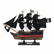 Handcrafted Model Ships PLIM12-BP-B 9 x 2 x 12 in. Wooden Black Pearl with Black Sails Limited Model Pirate Ship