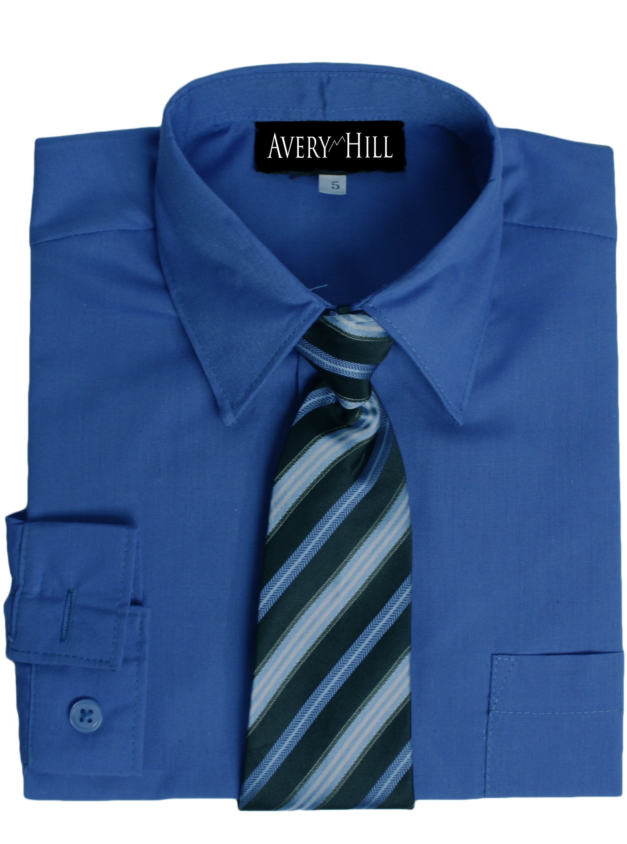 Avery Hill Boys Long Sleeve Dress Shirt with Windsor Tie