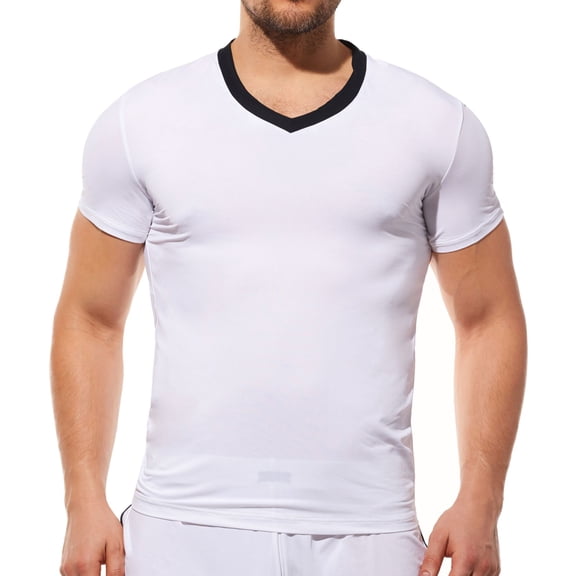 Men's Gregg Homme 190407 Yoga Breathable V-Neck T-Shirt (White L)