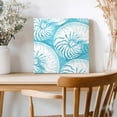 thumbnail image 2 of Framed Canvas Wall Art for Living Room Aqua Shell Wall Decor, Coastal Conch Ocean Marine Life Aesthetic Paintings for Bedroom Office Kitchen Bathroom, Ready to Hang Artwork Wall Pictures 16x16 Inch, 2 of 9