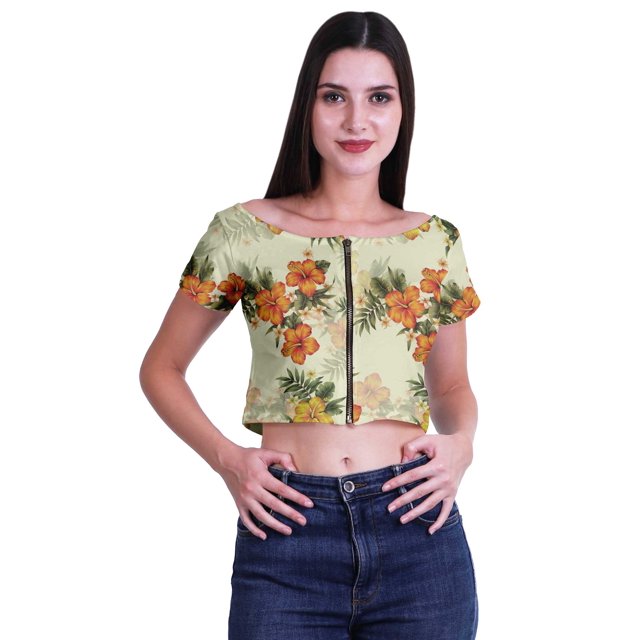 Moomaya Tunique Courte en Viscose Imprimée à Manches Courtes avec Fermeture Éclair pour Femmes Été