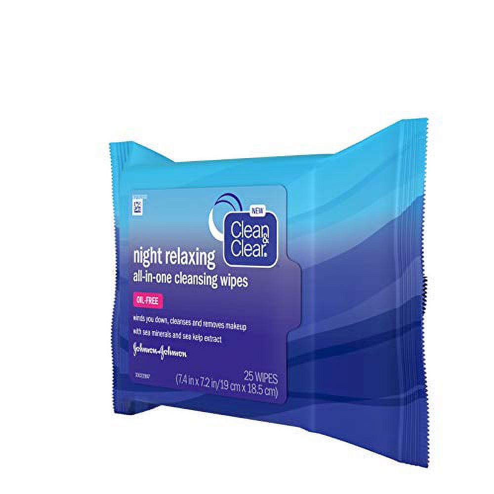 Clean & Clear Night Relaxing All-In-One Facial Cleansing Wipes, 25 ct - image 3 of 16