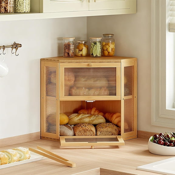 Corner Bread Box for Kitchen Countertop