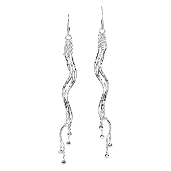 Trendy Long Spiral Mobile Swirl .925 Sterling Silver Earrings