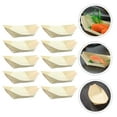 thumbnail image 5 of Pawsdot 50Pcs Japanese Style Sushi Wood Boat Khaki Color Decorative Food Plate, 5 of 8
