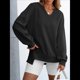 thumbnail image 4 of Sudaderas Oversize para Mujer, Camisetas de Larga con Cuello en V, Jersey Holgado, Atuendo de Otoño 2025. Negro S, 4 of 7