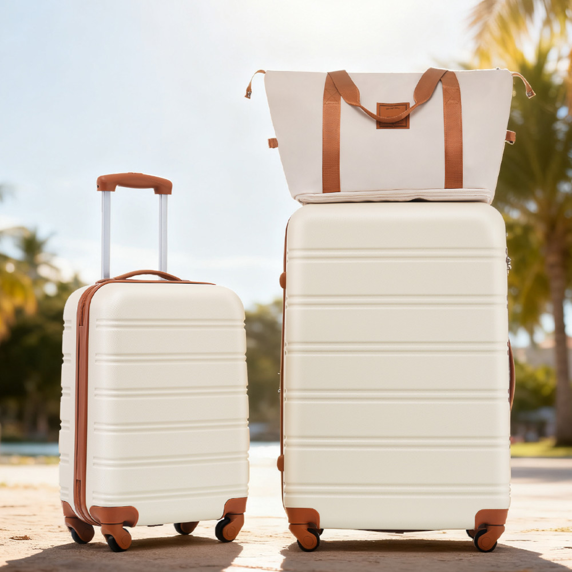 Hardshell Luggage Sets 2Pcs + Bag Spinner Suitcase with TSA Lock Lightweight Carry on Luggage 20" + 28"