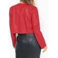thumbnail image 3 of Women's Genuine Red Lambskin Leather Jacket Motorcycle Slim fit Biker Jacket W520, 3 of 4