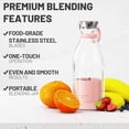 thumbnail image 3 of Licuadora Portátil 350ml 4 Cuchillas Acero Inoxidable Vasos Viaje Batidos Smoothies USB Recargable Rosa, 3 of 6