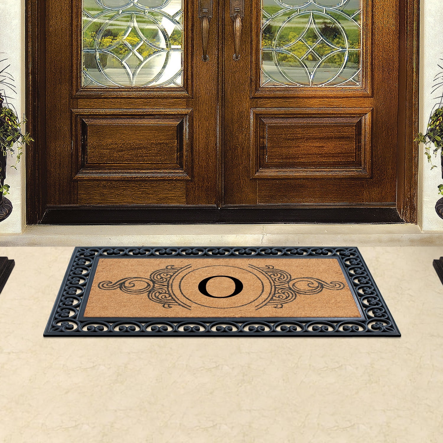 A1HC Rubber and Coir Doormat 30" x 48", Standard Double / Single Front Door Mat for Outdoor Entrance, Personalized Monogrammed Non-Slip Entrymat