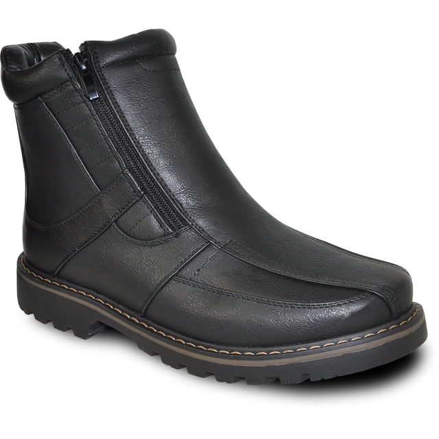 bravo! Men Waterproof Winter Boot DEAN-12 with Fur Lining and Double Zipper Black Men Size 11