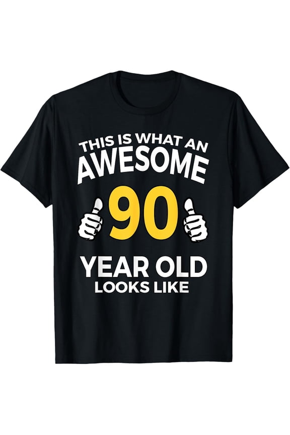Awesome 90 Year Old 90th Birthday Gift T-Shirt Funny Milestone Celebration Apparel for Men and Women Retro Style Graphic Tee