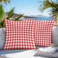 thumbnail image 3 of Red White Plaid Outdoor Pillow Covers 24x24 Inch Throw Pillow Covers Set of 2 Waterproof Decorative Pillow Cases Modern Farmhouse Buffalo Check Gingham Cushion Covers for Patio Furniture Garden Couch, 3 of 8